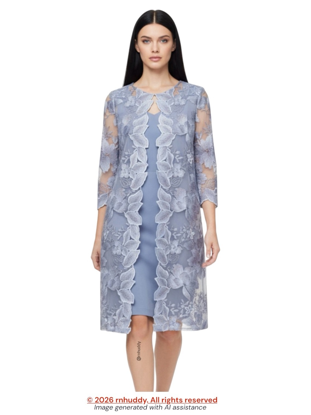 NWT Alex Evenings petite 10 embroidered mock jacket dress